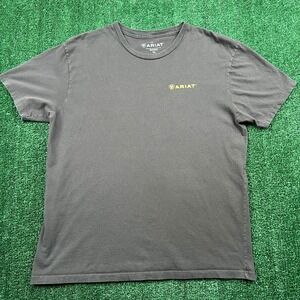 ARIAT T-Shirt Men's Gray XL 100% Cotton Graphic Print Buckle Exclusive Distress